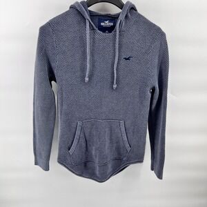 Hollister Men's Grey Textured Knit Hoodie Pullover Sweatshirt Size XS